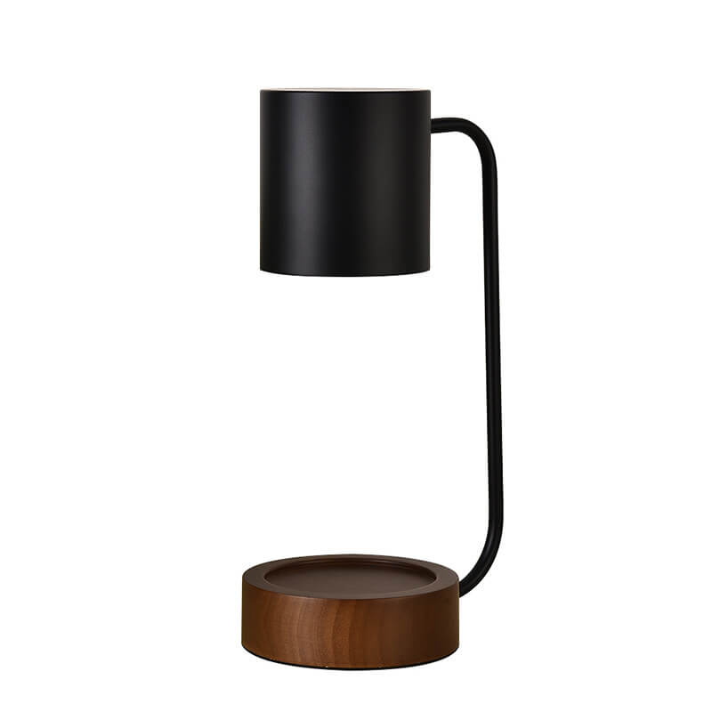 Melting wax table lamp with wooden base, detail view