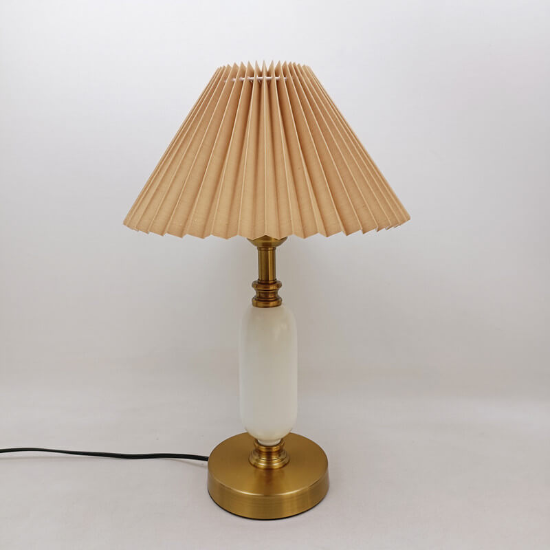 French pleated shade table lamp, detail view