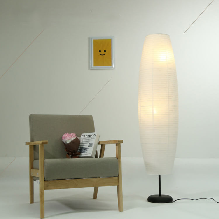 Rice paper column floor lamp, detail view