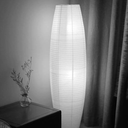 Rice paper column floor lamp, detail view