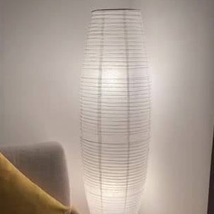 Rice paper column floor lamp, detail view