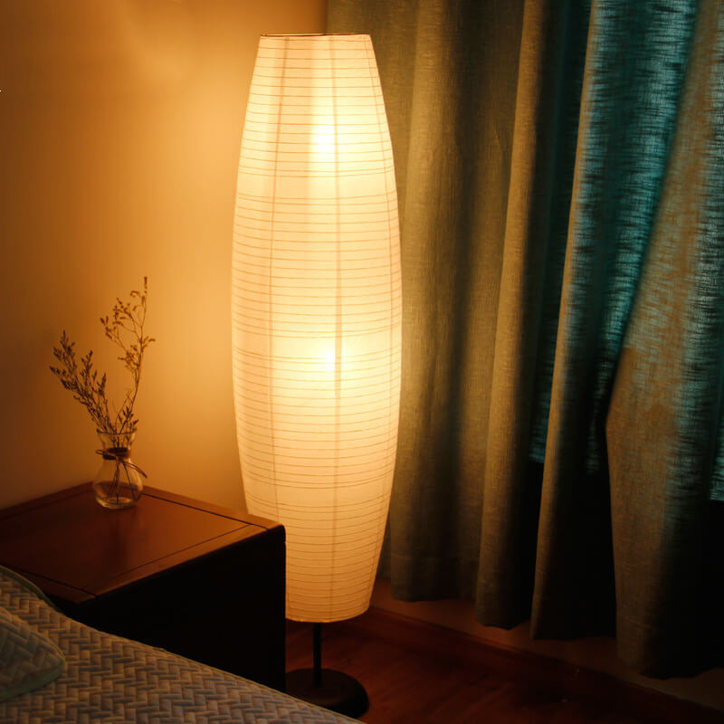 Rice paper column floor lamp, detail view