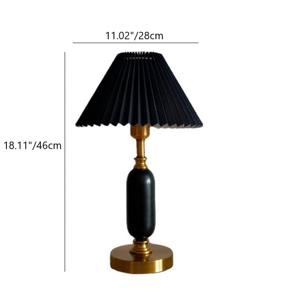 French pleated shade table lamp, detail view