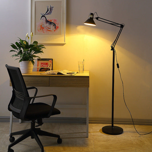 Scandinavian swivel arm floor lamp, detail view