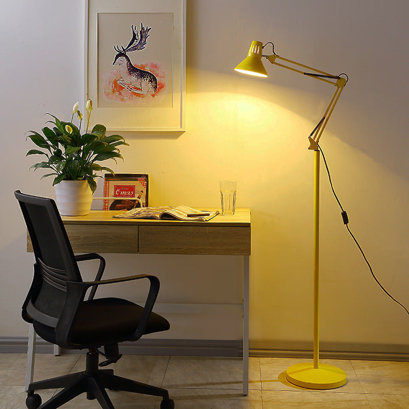 Scandinavian swivel arm floor lamp, detail view