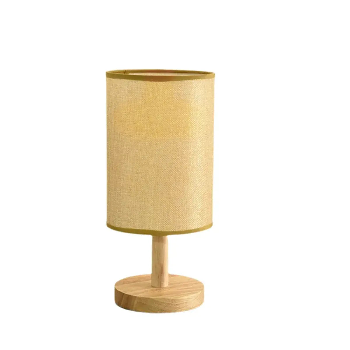 Bamboo base table lamp with fabric shade, detail view