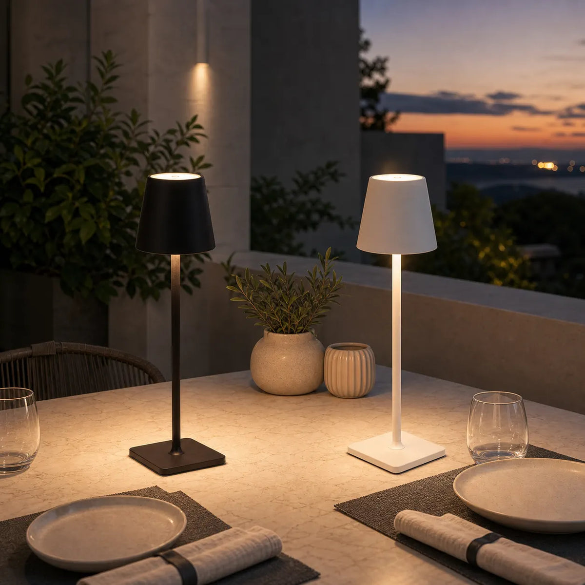 Sculptural cordless rechargeable table lamp, detail view